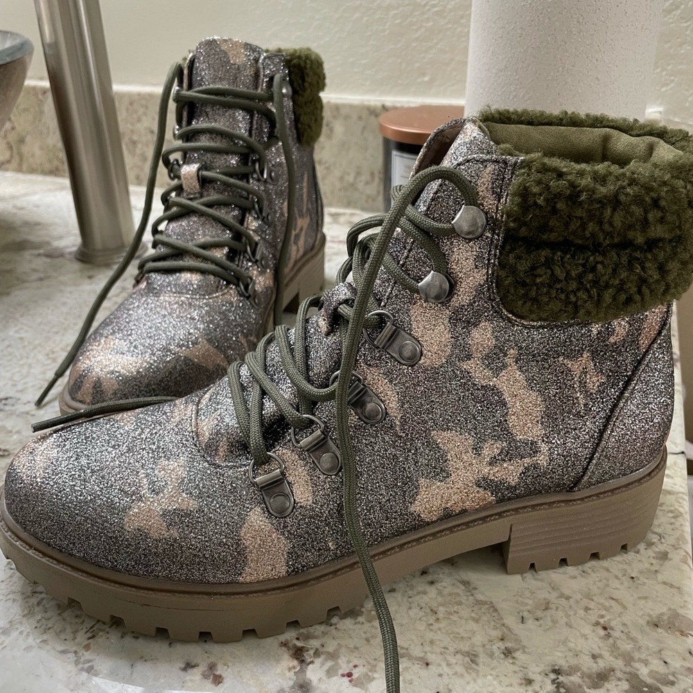 Shimmer Camo Combat Boot / Bootie